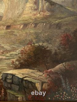 19th-20thC Antique Early American Plein Air Landscape Wildlife Stag Painting