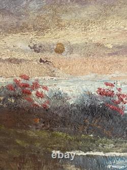 19th-20thC Antique Early American Plein Air Landscape Wildlife Stag Painting