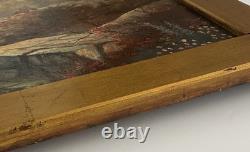 19th-20thC Antique Early American Plein Air Landscape Wildlife Stag Painting