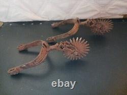 2 Antique Large Spurs Rusted Old Vintage Cowboy Spurs