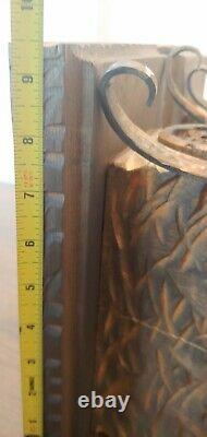 2 Large Rustic Lodge Western Mantle Iron Clavos CORBELS Decor 21.5 TALL