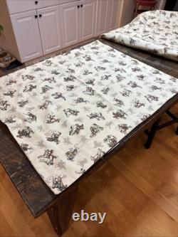 2 Vintage Cowboy Western Horse Twin Comforters & 2 Large Shams For 19x25 Pillows