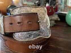 3.25 XL VOGT elk creek Sterling Silver 14K Belt Buckle 1.5-34-36