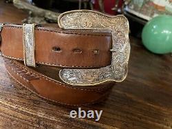 3.25 XL VOGT elk creek Sterling Silver 14K Belt Buckle 1.5-34-36