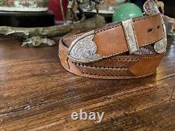 3.25 XL VOGT elk creek Sterling Silver 14K Belt Buckle 1.5-34-36