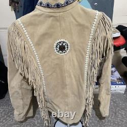 3b West Vintage Leather Beaded Native American Cos Size Large Western