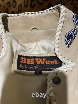 3b West Vintage Leather Beaded Native American Cos Size Large Western