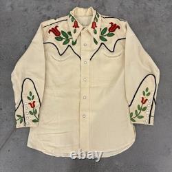 40's Chain Stitched Rockabilly Western Pearl Snap Shirt United Carr Size L