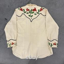 40's Chain Stitched Rockabilly Western Pearl Snap Shirt United Carr Size L