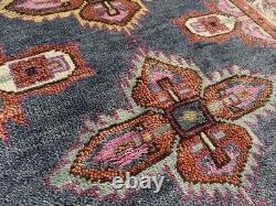 4x6 PINK BLUE HANDMADE WOOL RUG handwoven geometric soft new oushak heriz carpet