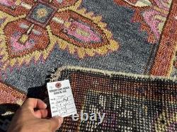 4x6 PINK BLUE HANDMADE WOOL RUG handwoven geometric soft new oushak heriz carpet