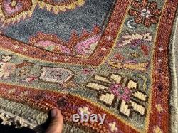 4x6 PINK BLUE HANDMADE WOOL RUG handwoven geometric soft new oushak heriz carpet