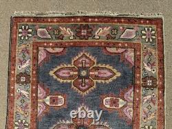 4x6 PINK BLUE HANDMADE WOOL RUG handwoven geometric soft new oushak heriz carpet