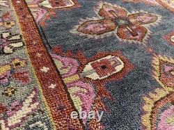4x6 PINK BLUE HANDMADE WOOL RUG handwoven geometric soft new oushak heriz carpet