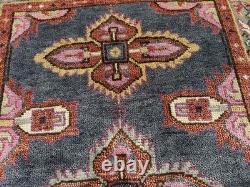 4x6 PINK BLUE HANDMADE WOOL RUG handwoven geometric soft new oushak heriz carpet