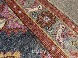 4x6 PINK BLUE HANDMADE WOOL RUG handwoven geometric soft new oushak heriz carpet