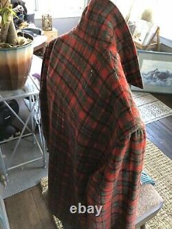 50's Mens Pendleton Topster Wool 3 Button Jacket Mens Sz L Large Red/Gray Plaid