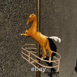 53in Rembrandt Lamps Floor solid brass jump horse antique lamp MCM western RARE