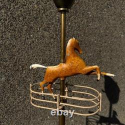 53in Rembrandt Lamps Floor solid brass jump horse antique lamp MCM western RARE