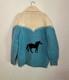 60's Cowichan Style Western Horse Zip-Up Heavyweight Sweater Jacket Unisex XL