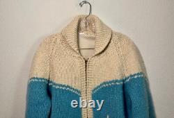60's Cowichan Style Western Horse Zip-Up Heavyweight Sweater Jacket Unisex XL