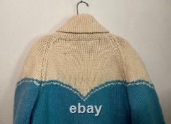 60's Cowichan Style Western Horse Zip-Up Heavyweight Sweater Jacket Unisex XL