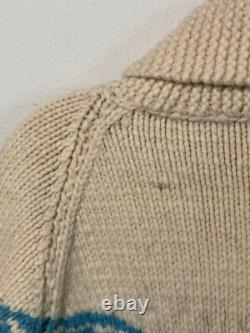 60's Cowichan Style Western Horse Zip-Up Heavyweight Sweater Jacket Unisex XL