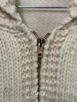 60's Cowichan Style Western Horse Zip-Up Heavyweight Sweater Jacket Unisex XL