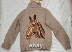 60's Cowichan Western Horse C&C Zip Lined 3lb Wool Sweater Jacket Shacket L
