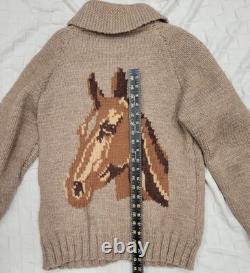 60's Cowichan Western Horse C&C Zip Lined 3lb Wool Sweater Jacket Shacket L