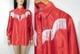 60s/70s Red Satin Rockmount Pearl Snap Fringe Studded Womens Western Size L