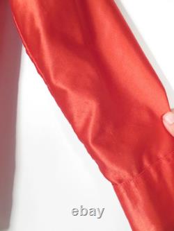 60s/70s Red Satin Rockmount Pearl Snap Fringe Studded Womens Western Size L