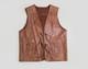 60s Tooled Leather Vest Large-XL Vintage Brown Western Beaded Conchos Gilet