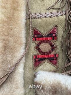 70's Arturo Arocha Mealys Pitic Shearling Native American Western Jacket Coat, L