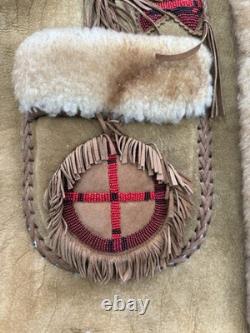 70's Arturo Arocha Mealys Pitic Shearling Native American Western Jacket Coat, L