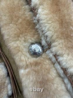 70's Arturo Arocha Mealys Pitic Shearling Native American Western Jacket Coat, L