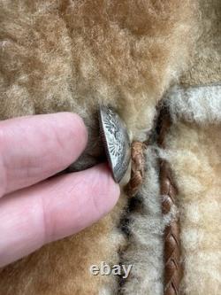 70's Arturo Arocha Mealys Pitic Shearling Native American Western Jacket Coat, L