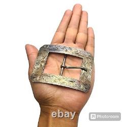 70grams Large Plafina Taxco Mexico Early Antique Sterling Silver Belt Buckle