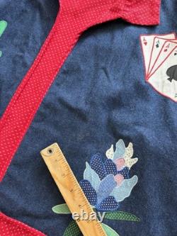 70s 80s Custom Handmade Applique Western Jacket Sz L Alamo Texas Bluebonnets