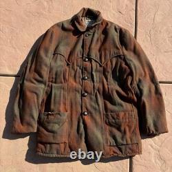 70s H Bar C Western Shadow Plaid Wool Ranch Coat Men's Large