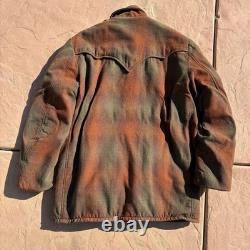 70s H Bar C Western Shadow Plaid Wool Ranch Coat Men's Large