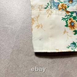 70s HBARC Ivory Flower Pattern Western Shirt L 16-33