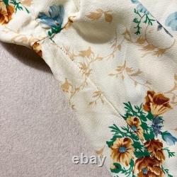 70s HBARC Ivory Flower Pattern Western Shirt L 16-33