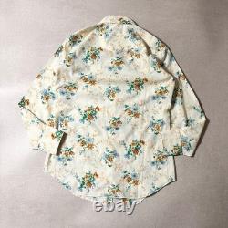 70s HBARC Ivory Flower Pattern Western Shirt L 16-33