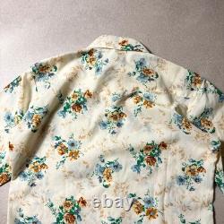 70s HBARC Ivory Flower Pattern Western Shirt L 16-33