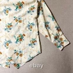 70s HBARC Ivory Flower Pattern Western Shirt L 16-33