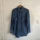 70s Maverick Blue Bell Embroidered Denim Western Shirt Pearl Snap Size Large VTG