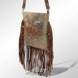 AD American Darling Messenger Hand Tooled Hair On Genuine Leather Western Women