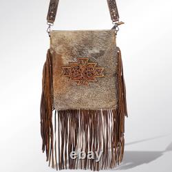 AD American Darling Messenger Hand Tooled Hair On Genuine Leather Western Women