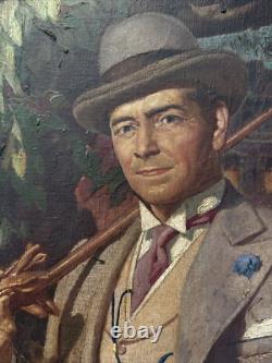 ANTIQUE Painting ILLUSTRATION MASTERFUL PORTRAIT STREET SCENE TOWN LARGE OIL 39